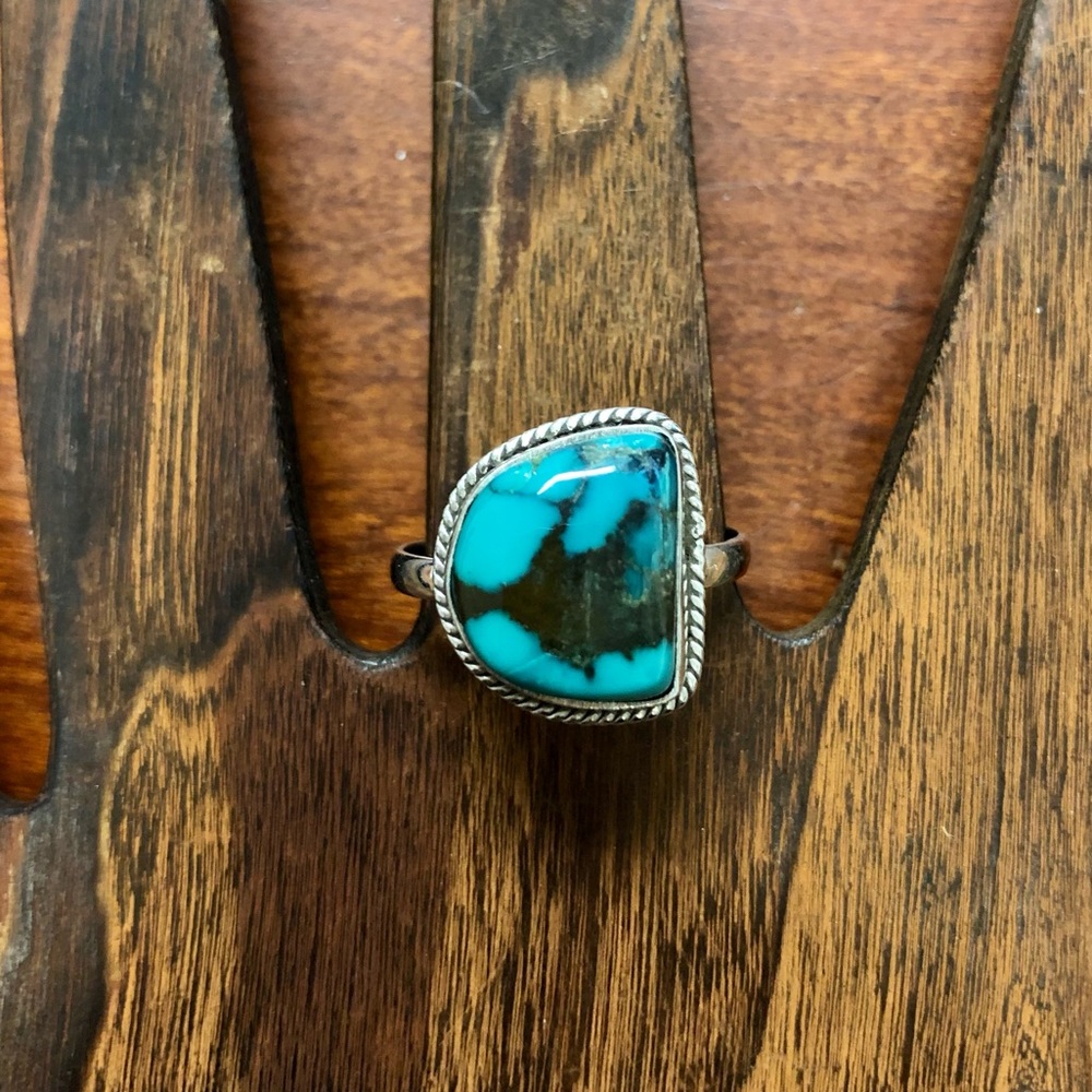 Sterling Silver Ring 925 Raw Turquoise Stone Boho